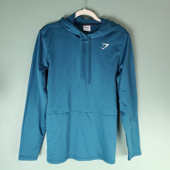 Gymshark Mens Teal Blue Arrival Hoodie Size Medium - Picture 1 of 5